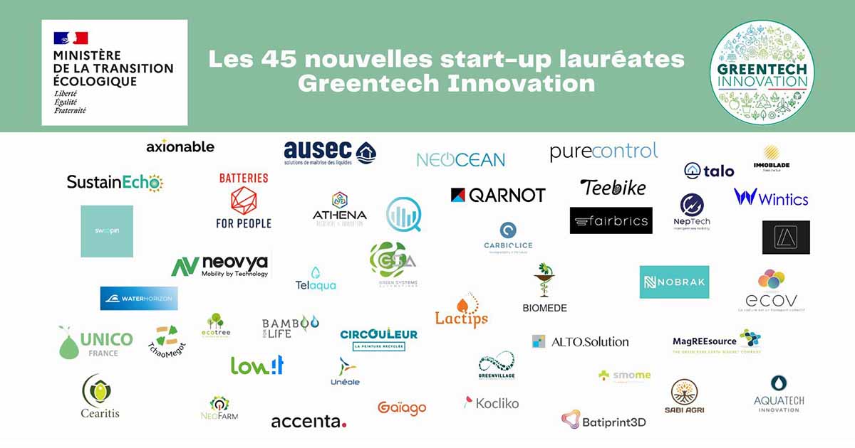 45 startups reçoivent le label Greentech Innovation