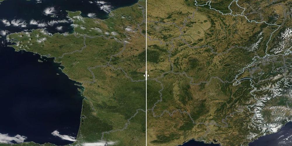 ces images satellites montrent l’ampleur de la sécheresse en France